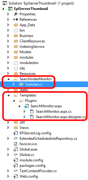 Visual studio serch monitor structure