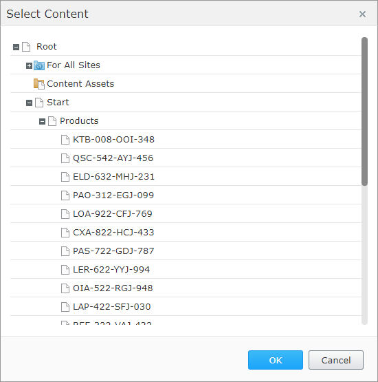 selecting a content from tree