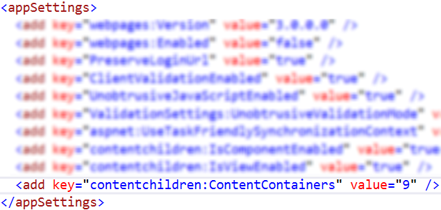 web.config ContentContainers