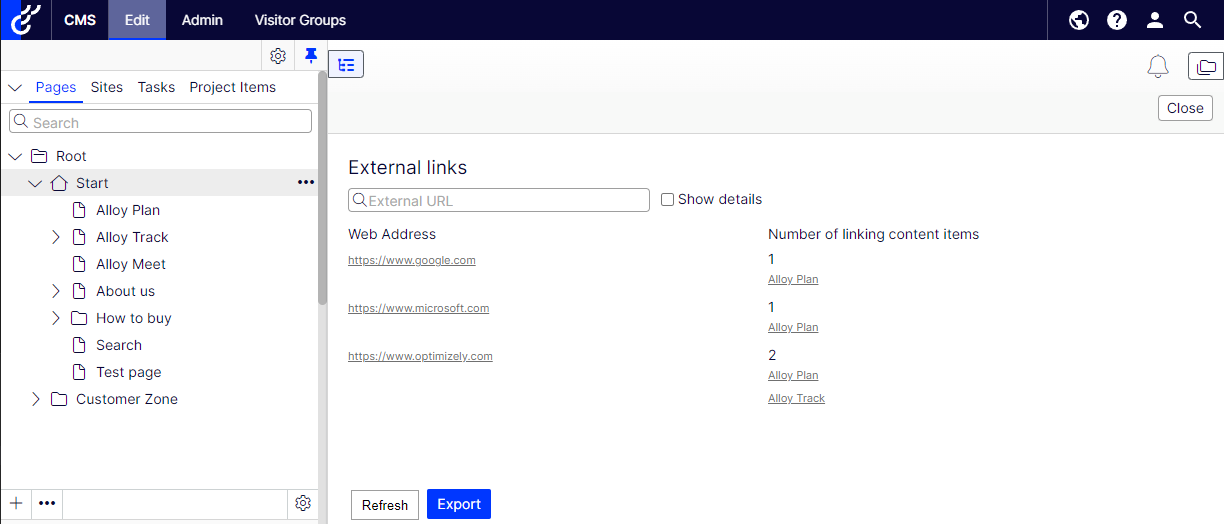 External links view